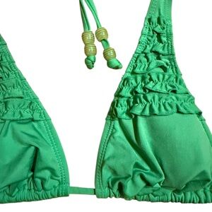 Old Navy Bead/Ruffles Breezy Green S String Bikini Top NWOT Bali Inspo⭐️⭐️⭐️⭐️⭐️